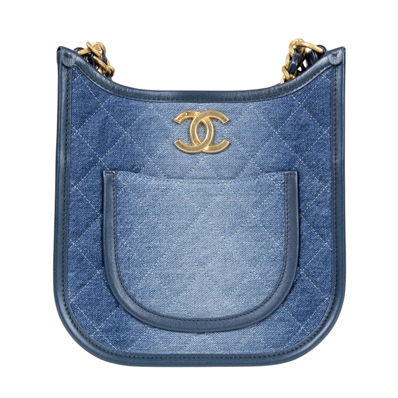香奈兒 CHANEL 流浪包 Hobo Bag CC LOGO 斜背包 AS4532 晶片款 牛仔Hobo二用斜背包 防塵袋