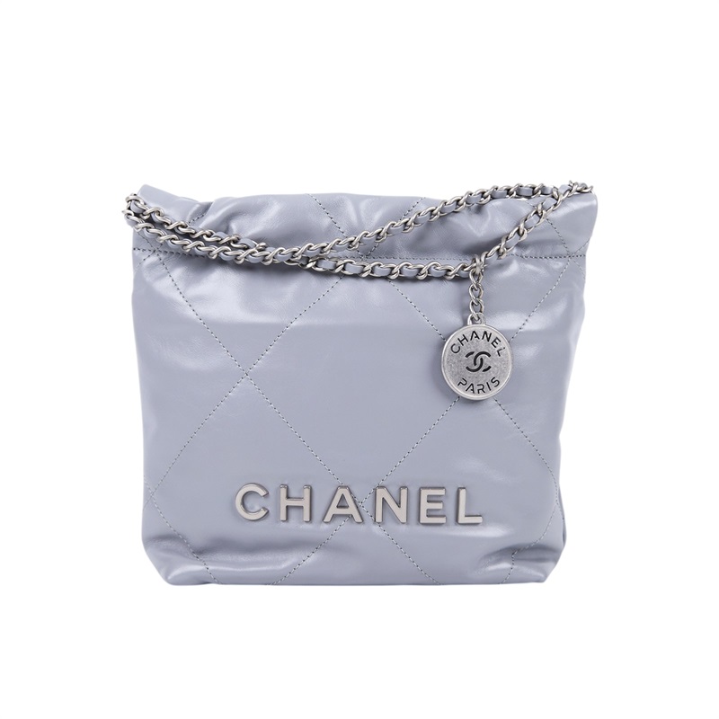 香奈兒 CHANEL 22 迷你 束口包 AS3980 晶片款 灰銀22 MINI 防塵袋/原廠盒子/購買證明影本