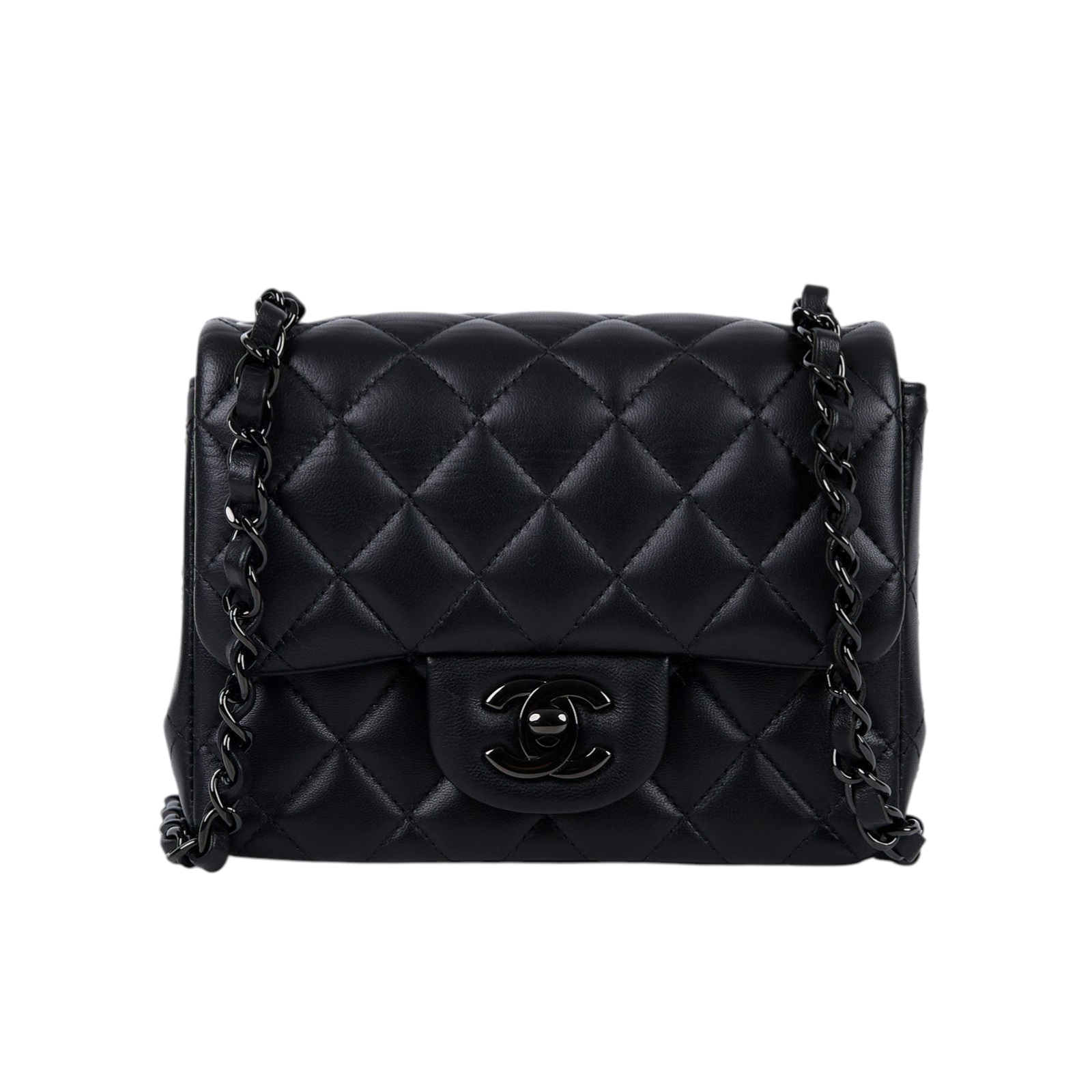 香奈兒 CHANEL CF 方形 迷你 口蓋包 A35200 B06311 晶片款 A35200 SO BLACK方胖 防塵袋/原廠盒子/購買證明