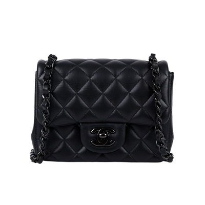 香奈兒 CHANEL CF 方形 迷你 口蓋包 A35200 B06311 晶片款 A35200 SO BLACK方胖 防塵袋/原廠盒子/購買證明