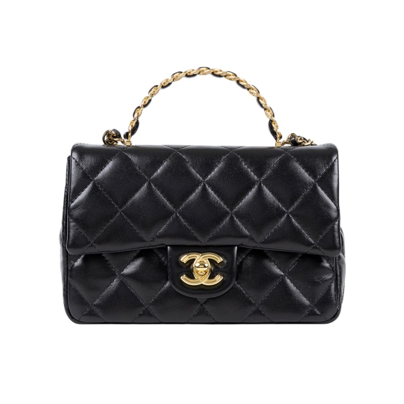 香奈兒 CHANEL Handle 20 迷你 手提 口蓋包 AS4023 晶片款 黑手提2WAY 防塵袋/原廠盒子/購買證明影本