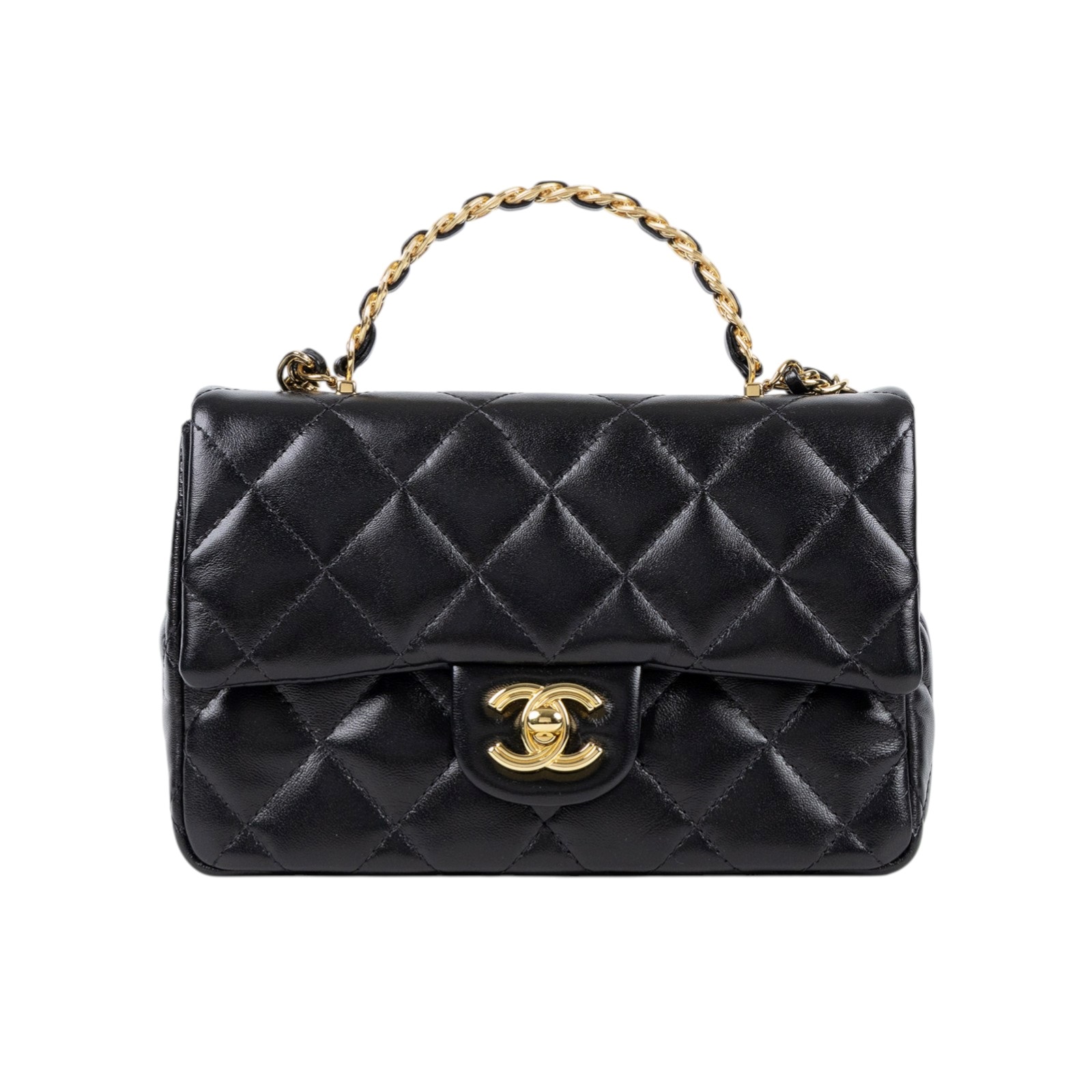 香奈兒 CHANEL Handle 20 迷你 手提 口蓋包 AS4023 晶片款 黑手提2WAY 防塵袋/原廠盒子/購買證明影本