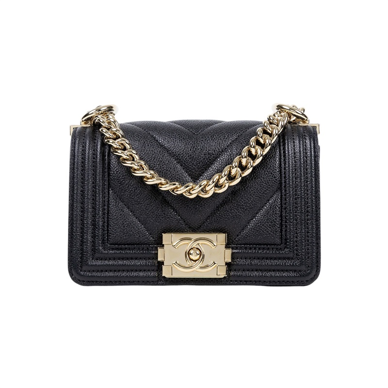 香奈兒 CHANEL Boy 迷你 口蓋包 A67364 晶片款 黑金荔枝MINI BOY 原廠盒子