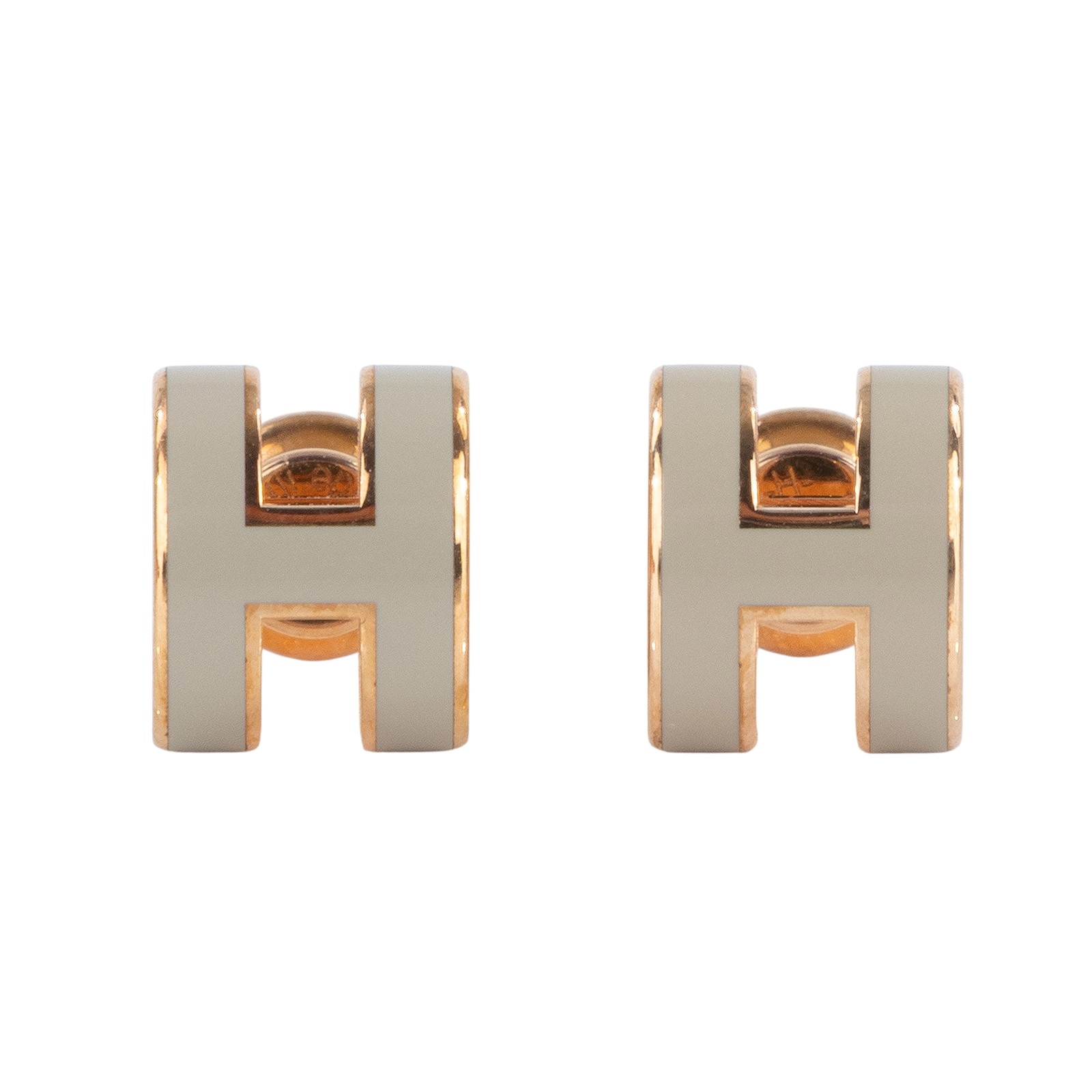 愛馬仕 Hermes Mini Pop H 耳釘 淺褐色 H608002FO55  栗子灰玫金MINI POP H耳環2 原廠盒子