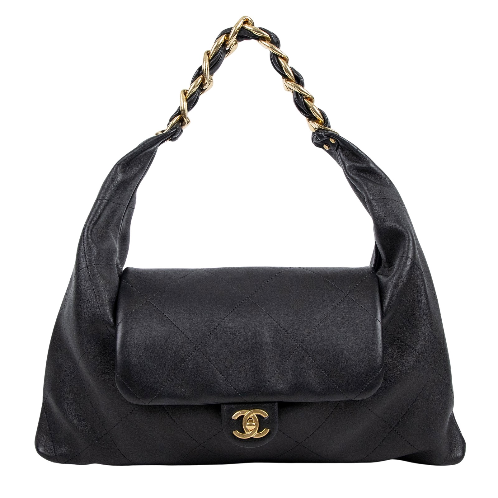 香奈兒 CHANEL 流浪包 Ｍaxi Hobo Bag 超大型 肩背包 AS5838 晶片款 黑掀蓋流浪包 防塵袋/原廠盒子