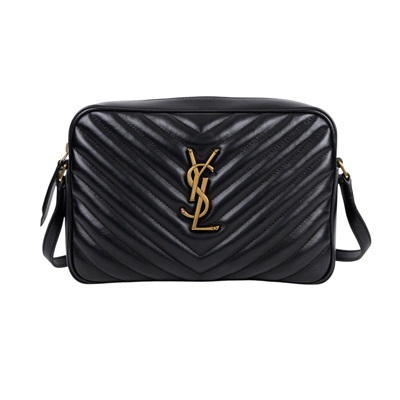 聖羅蘭 YSL SAINT LAURENT Monogram V字紋 流蘇 斜背包 金色五金 520534DV707 黑金流蘇相機包 防塵袋