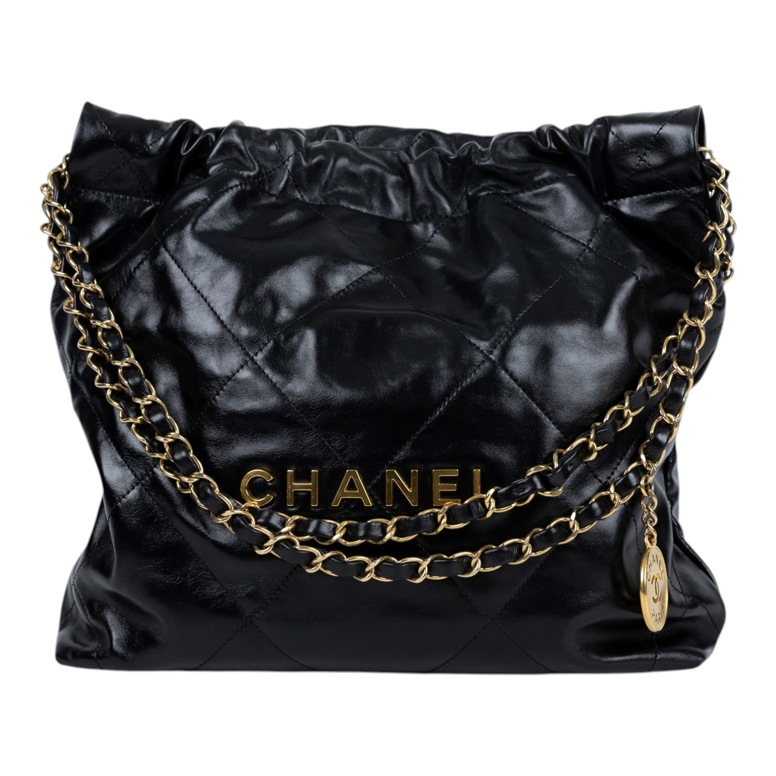 香奈兒 CHANEL 22 小型 束口包 AS3260 B08037 晶片款 黑金22包 小號 防塵袋/原廠盒子/購買證明
