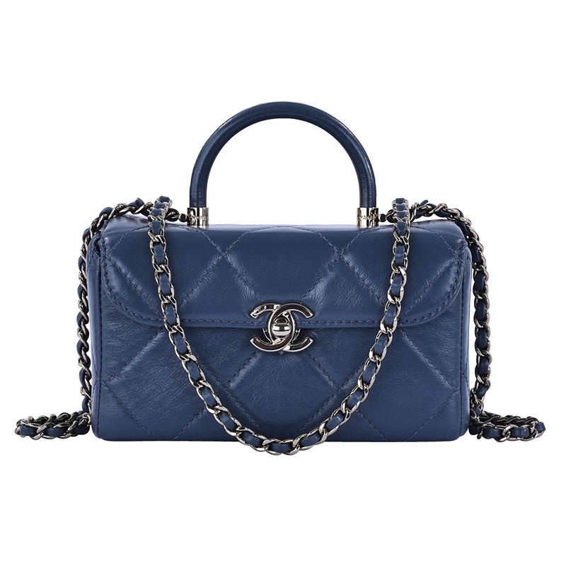 香奈兒 CHANEL 迷你 醫生包 AS4469 晶片款 灰藍MINI BOX 原廠盒子/防塵袋/台灣購買證明影本