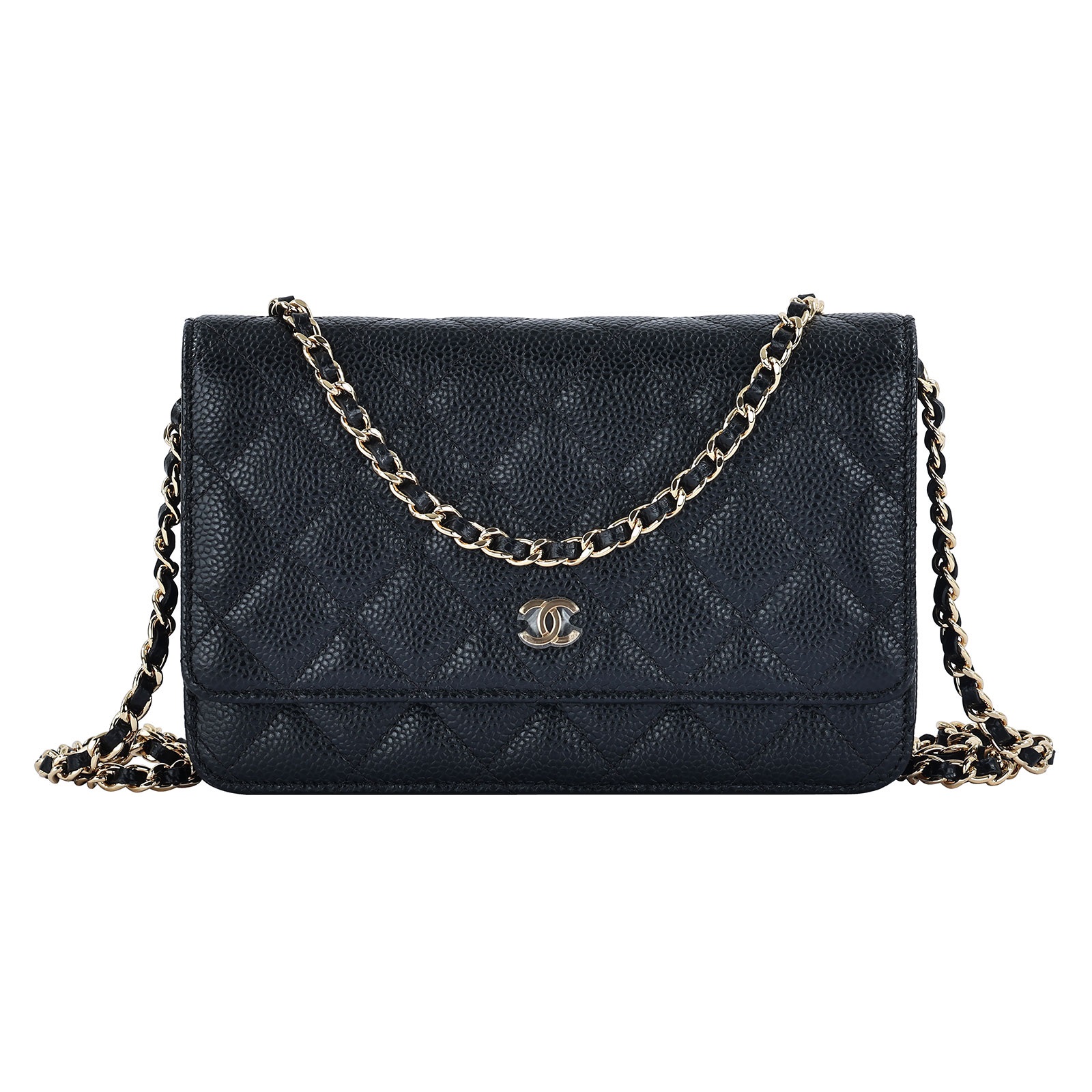 香奈兒 CHANEL WOC 口蓋包  28開 黑金荔枝COCO WOC 新版拉鍊+磁吸釦 原廠盒子/防塵袋