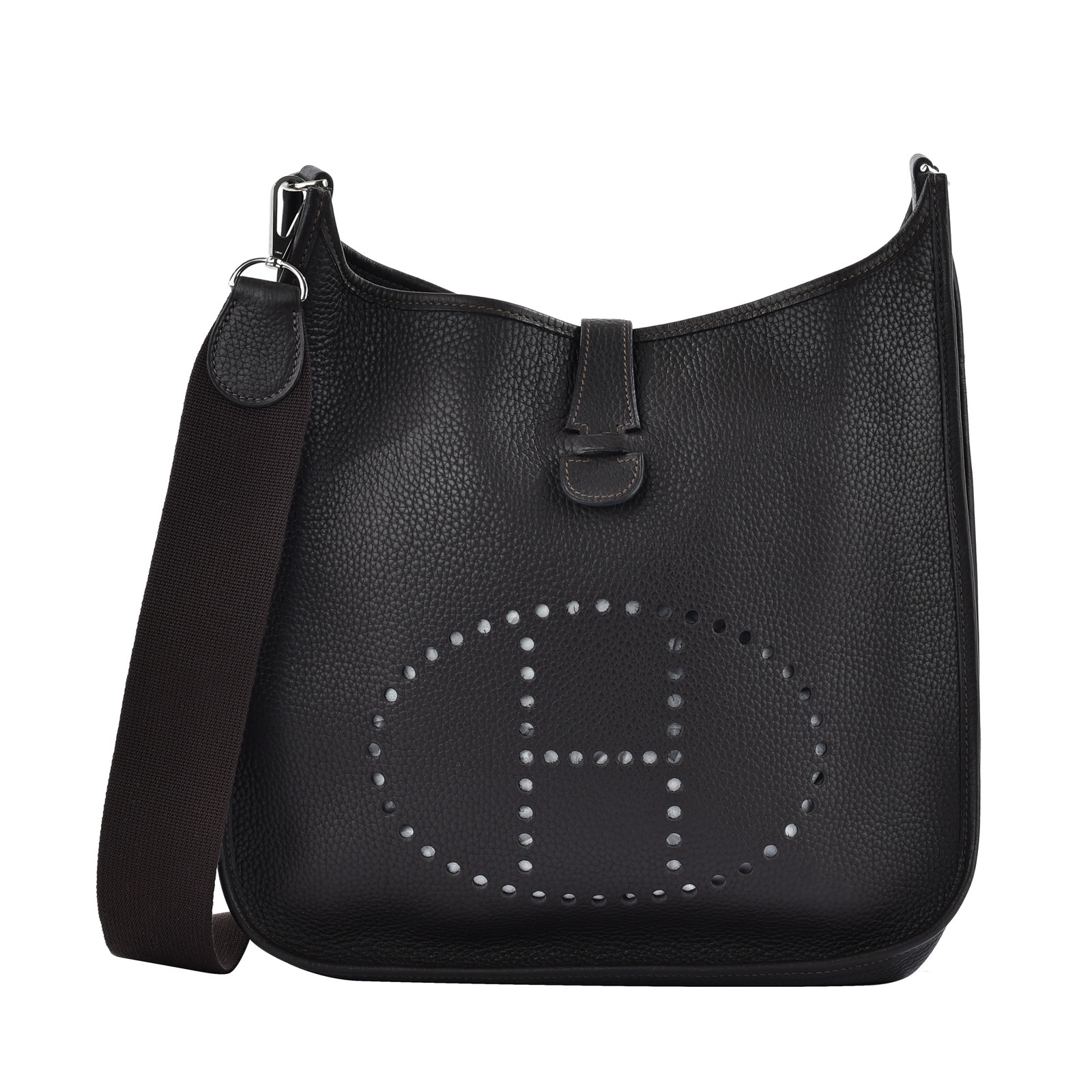 愛馬仕 Hermes Evelyne Bag 伊芙琳包 III 33 EV33 口H刻 深棕EVELYNE33 防塵袋/背帶