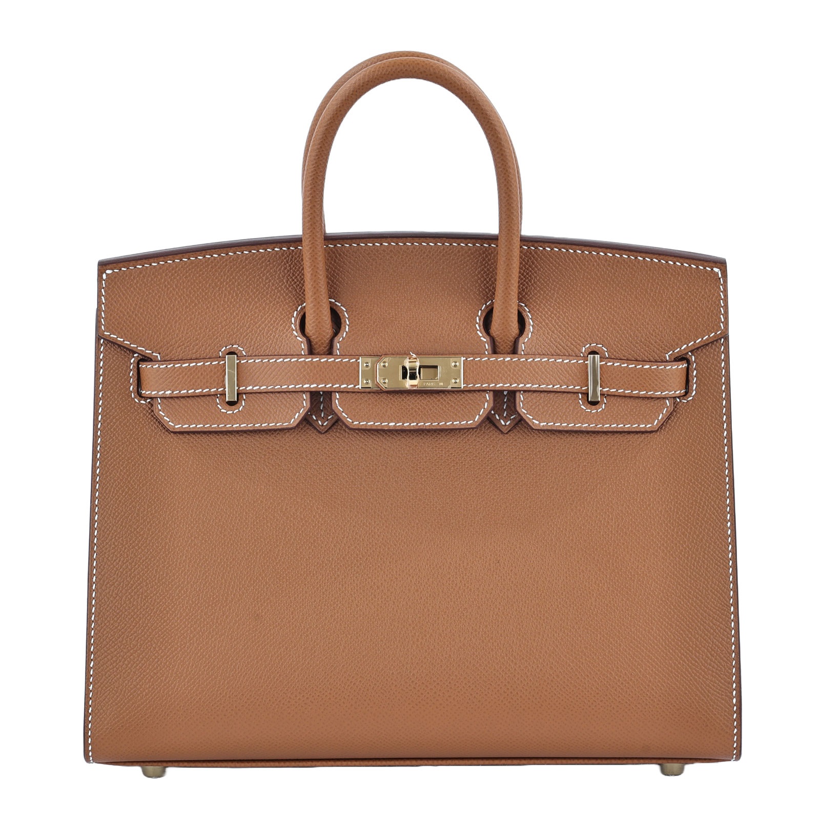 愛馬仕 Hermes Birkin Bag 柏金包 25 BK25 W刻 　金棕金BIRKIN25 EPSOM 外縫 原廠盒子/防塵袋/購買證明影本