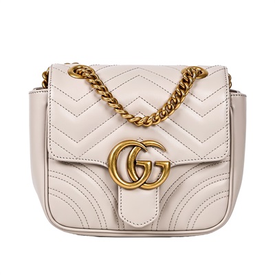 古馳 GUCCI Marmont 方胖子 肩背包 739682 米MARMONT肩背包 原廠盒子/防塵袋/購買證明影本