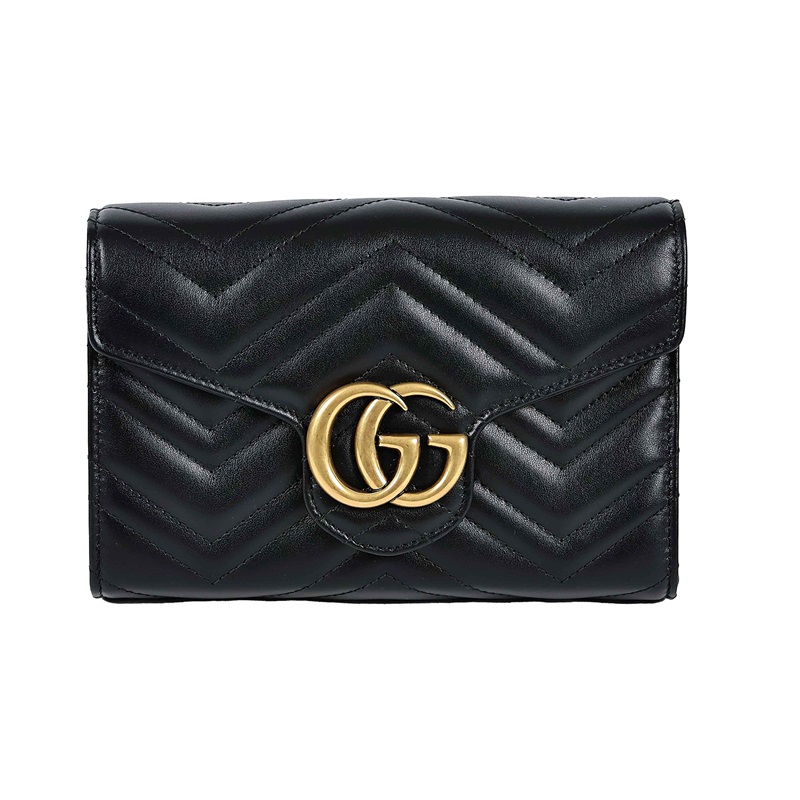 古馳 GUCCI GG Marmont 絎縫 迷你 肩背包 474575 黑MARMONT WOC 防塵袋