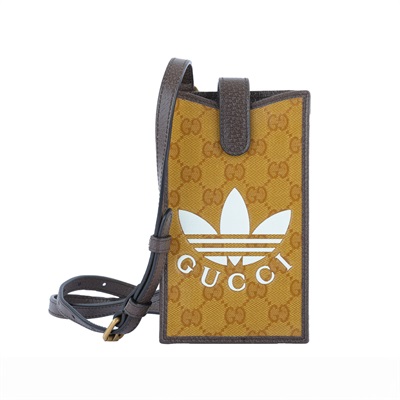 古馳 GUCCI Adidas 聯名 手機包 702203 黃GG聯名手機袋 無附屬品