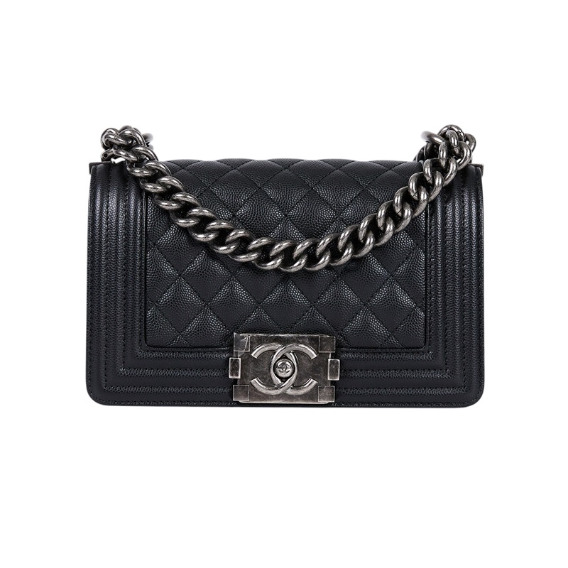 香奈兒 CHANEL Boy 20 小型 口蓋包 A67085 晶片款 黑荔枝BOY20 防塵袋