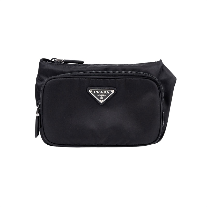 普拉達 PRADA Re-Nylon Saffiano 皮革 肩背袋 2VH128_2DMG 黑RE-NYLON LOGO肩背包 原廠盒子/防塵袋/保證卡