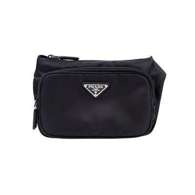 普拉達 PRADA Re-Nylon Saffiano 皮革 肩背袋 2VH128_2DMG 黑RE-NYLON LOGO肩背包 原廠盒子/防塵袋/保證卡