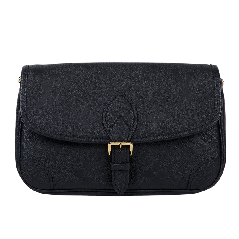 路易威登 LOUIS VUITTON Diane 腋下包法棍 單肩背包 黑色 M46386 晶片款 黑大原花壓紋DIANE 防塵袋/背帶
