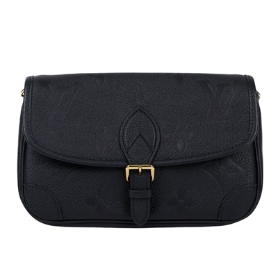 路易威登 LOUIS VUITTON Diane 腋下包法棍 單肩背包 黑色 M46386 晶片款 黑大原花壓紋DIANE 防塵袋/背帶