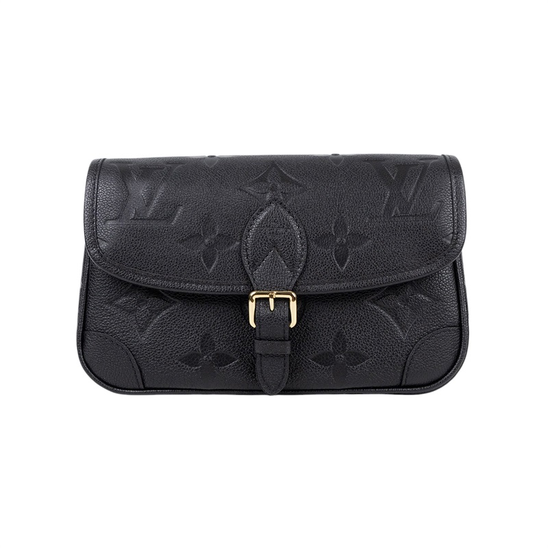 路易威登 LOUIS VUITTON Diane 腋下包法棍 單肩背包 黑色 M46386 晶片款 黑大原花壓紋DIANE 防塵袋/購買證明影本/背帶