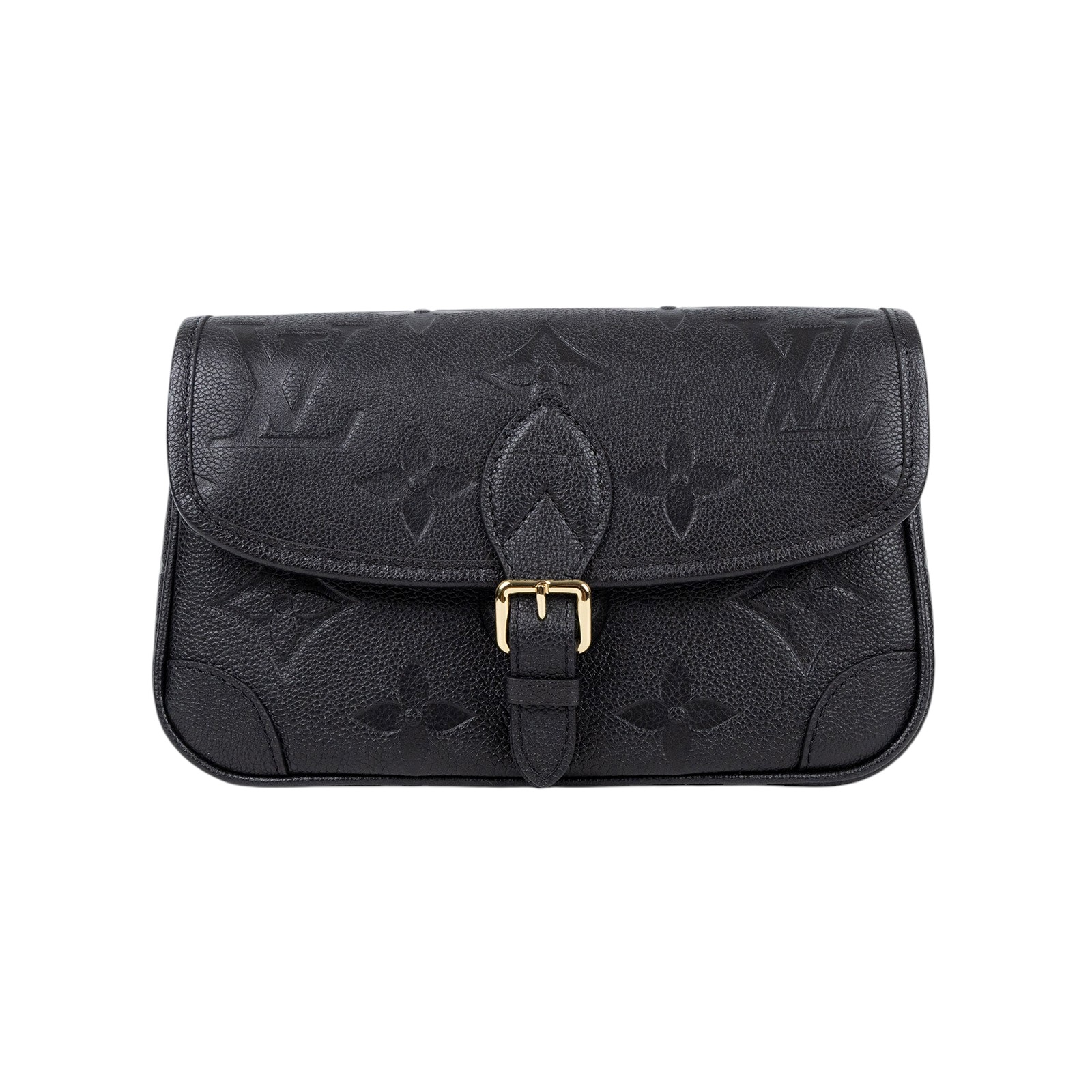 路易威登 LOUIS VUITTON Diane 腋下包法棍 單肩背包 黑色 M46386 晶片款 黑大原花壓紋DIANE 防塵袋/購買證明影本/背帶