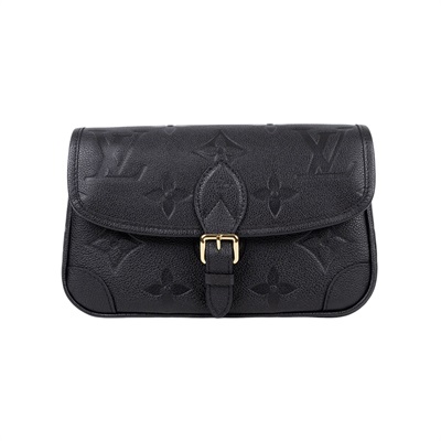 路易威登 LOUIS VUITTON Diane 腋下包法棍 單肩背包 黑色 M46386 晶片款 黑大原花壓紋DIANE 防塵袋/購買證明影本/背帶