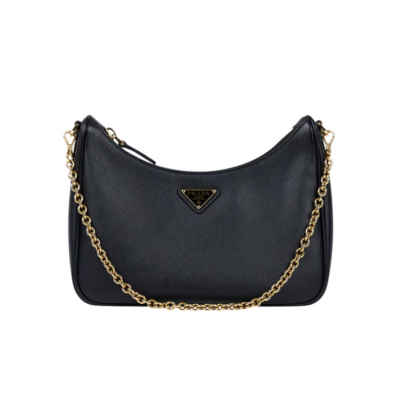 普拉達 PRADA Re-Edition 2005 Saffiano皮革手袋 1BH204_NZV 黑色皮革三合一 防塵袋