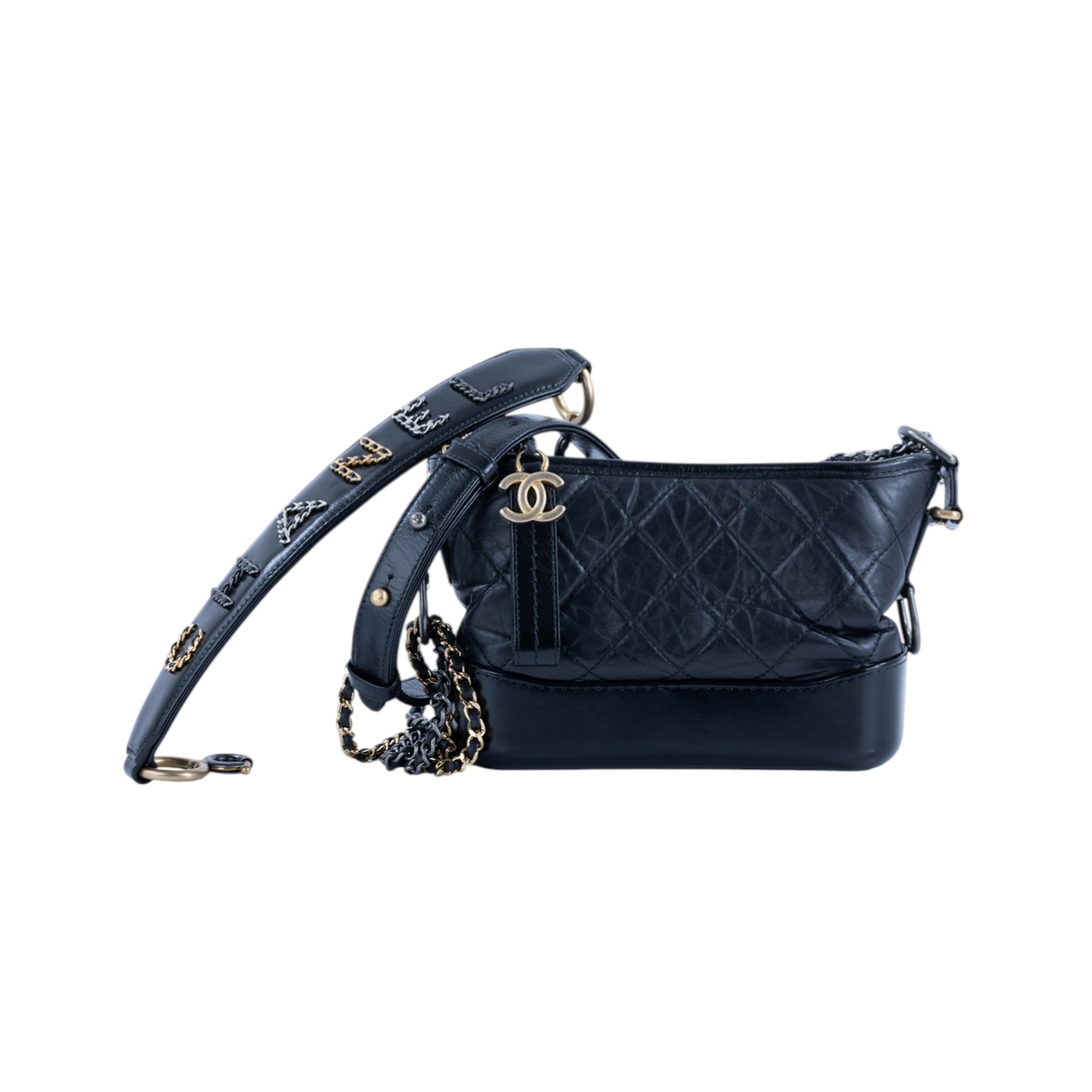 香奈兒 CHANEL 流浪包 小型 AS0865 29開黑金流浪包 提把款 原廠盒子/防塵袋/保證卡