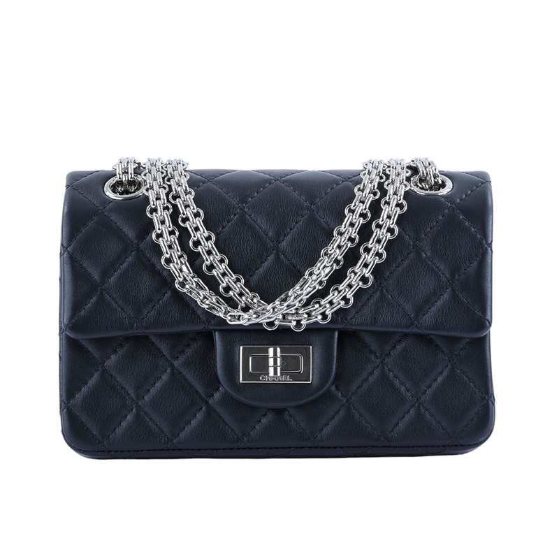 香奈兒 CHANEL 2.55 迷你 口蓋包 AS0874 Y04634 晶片款 黑銀2.55 MINI 防塵袋