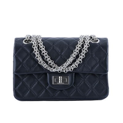 香奈兒 CHANEL 2.55 迷你 口蓋包 AS0874 Y04634 晶片款 黑銀2.55 MINI 防塵袋