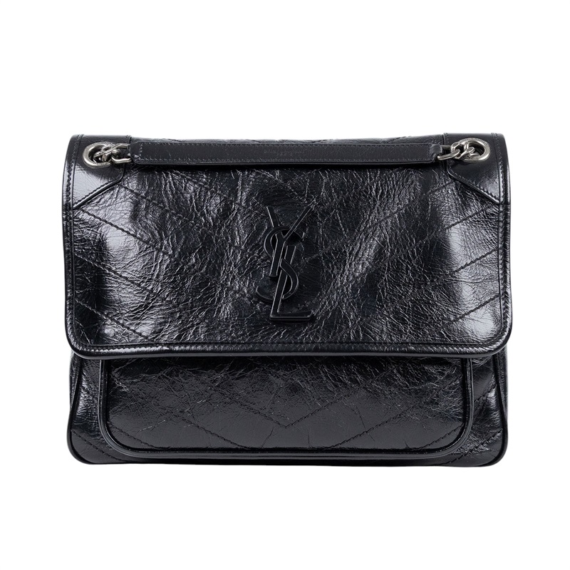 聖羅蘭 YSL SAINT LAURENT Niki 復古皮革 中型手袋 6331580EN04 黑NIKI中號 原廠盒子/防塵袋/購買證明