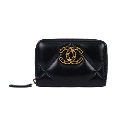 香奈兒 CHANEL 19 拉鍊 零錢包 AP0949 晶片款 黑19拉鍊零錢包 原廠盒子/防塵袋/購買證明影本