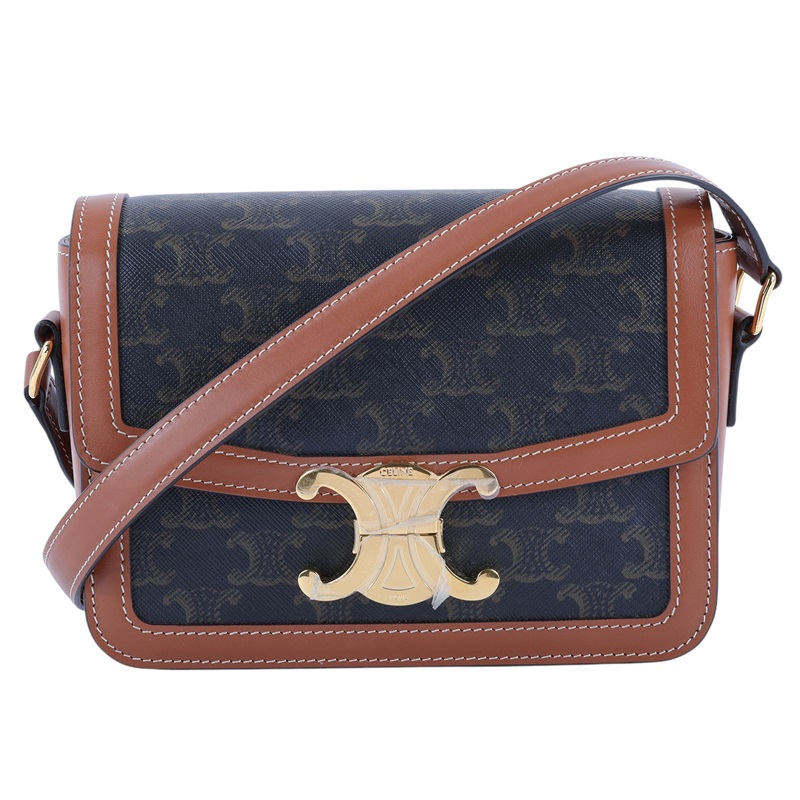 思琳 CELINE 標誌印花 牛皮革 Teen Triomphe 凱旋門 肩背包 188882BZ4 棕凱旋TEEN TRIOMPHE肩背包 防塵袋