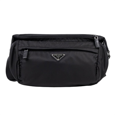 普拉達 PRADA Re-Nylon Saffiano 皮革 肩背袋 2VH994_2DMG 黑尼龍肩背包 防塵袋