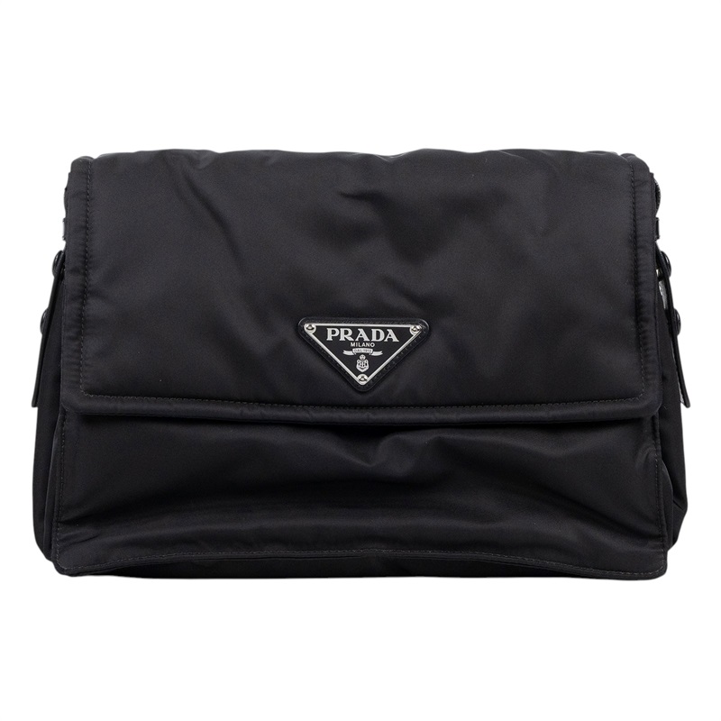 普拉達 PRADA Re-Nylon 夾棉 肩背袋 中型  1BD255_RDLN 黑尼龍郵差包 無附屬品