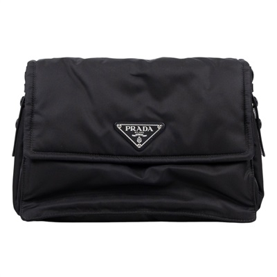 普拉達 PRADA Re-Nylon 夾棉 肩背袋 中型  1BD255_RDLN 黑尼龍郵差包 無附屬品