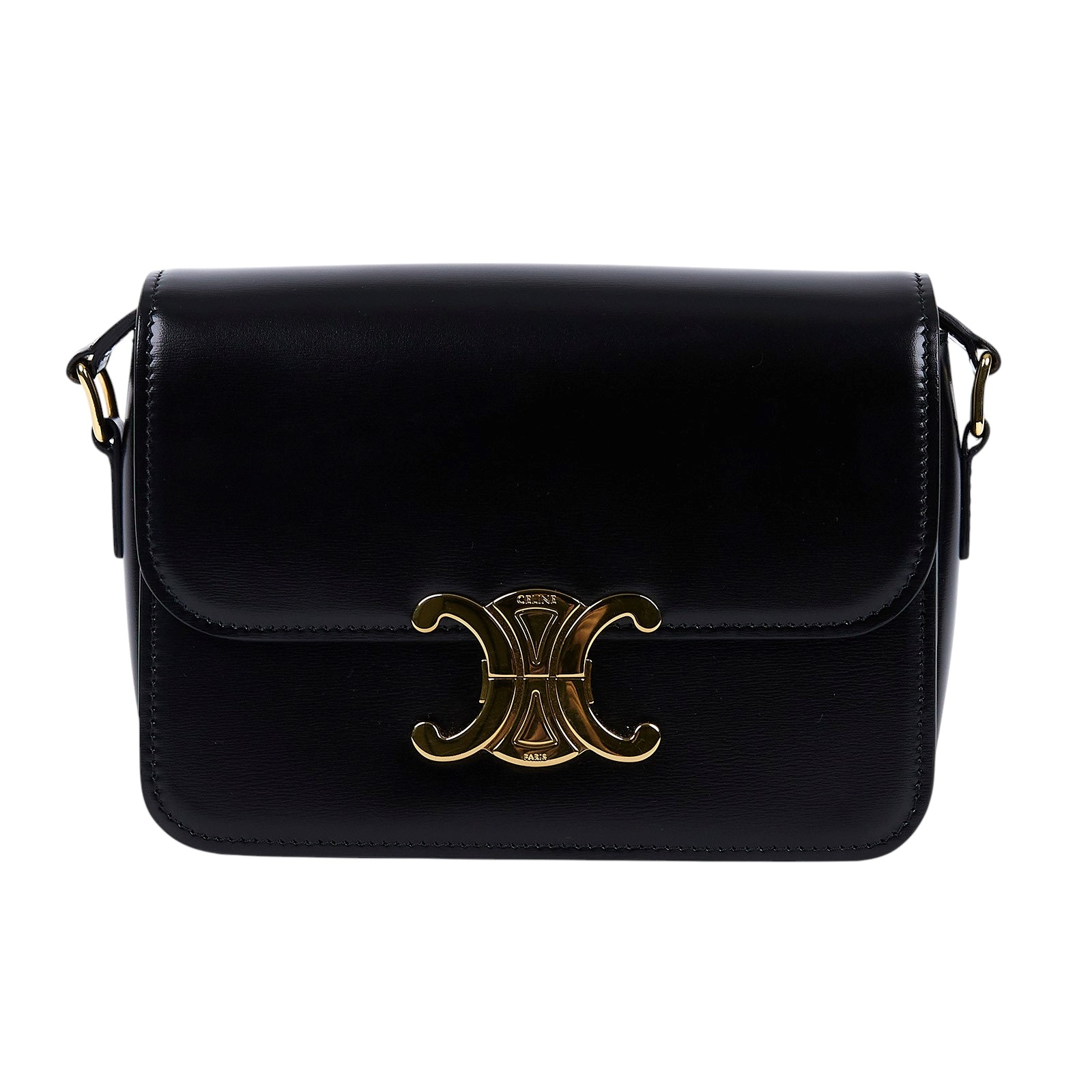 思琳 CELINE 亮面牛皮革 Teen Triomphe 凱旋門 肩背包 188423BF4 黑TEEN TRIOMPHE肩背包 防塵袋