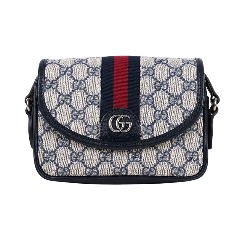 古馳 GUCCI ophidia 拉鍊 迷你 翻蓋包 藍色 772239 FACUK 藍OPHIDIA圓蓋斜背包 原廠盒子/防塵袋