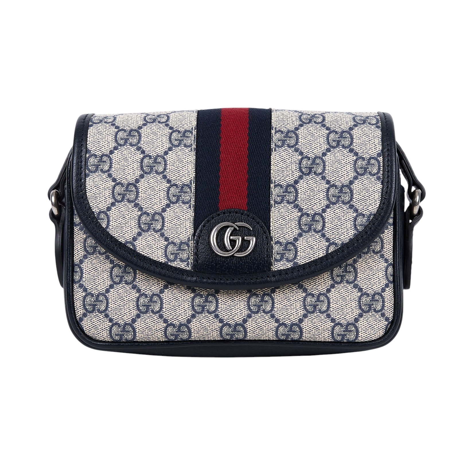 古馳 GUCCI ophidia 拉鍊 迷你 翻蓋包 藍色 772239 FACUK 藍OPHIDIA圓蓋斜背包 原廠盒子/防塵袋