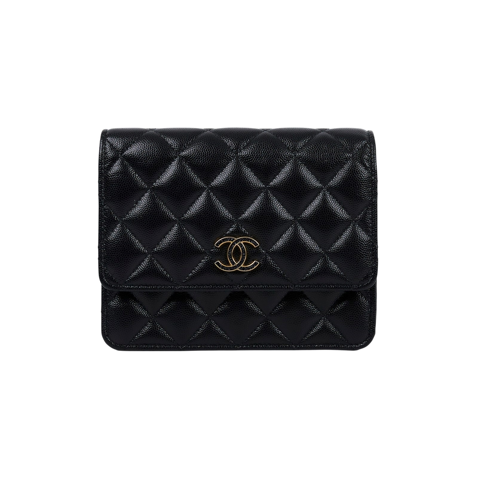 香奈兒 CHANEL 雙C LOGO WOC 單肩包 斜肩包 AP3755 晶片款 黑荔枝星星背帶WOC 18CM 原廠盒子/防塵袋