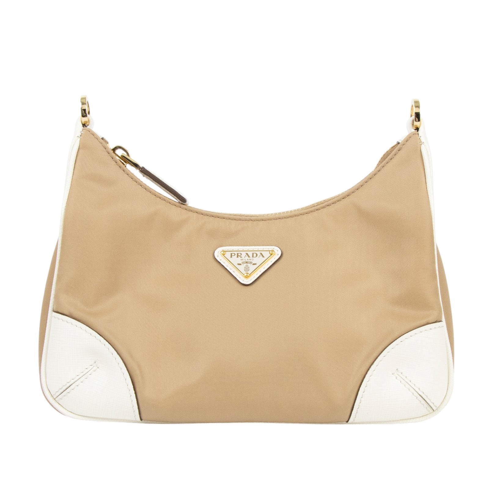 普拉達 PRADA Re-Edition 2005 Re-Nylon 手袋 1BH204_R064 奶茶機器人三合一 防塵袋/機器人吊飾/背帶