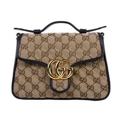 古馳 GUCCI GG Marmont 斜背 手提包 583571 HEKVG 棕帆布MARMONT HANDLE 原廠盒子