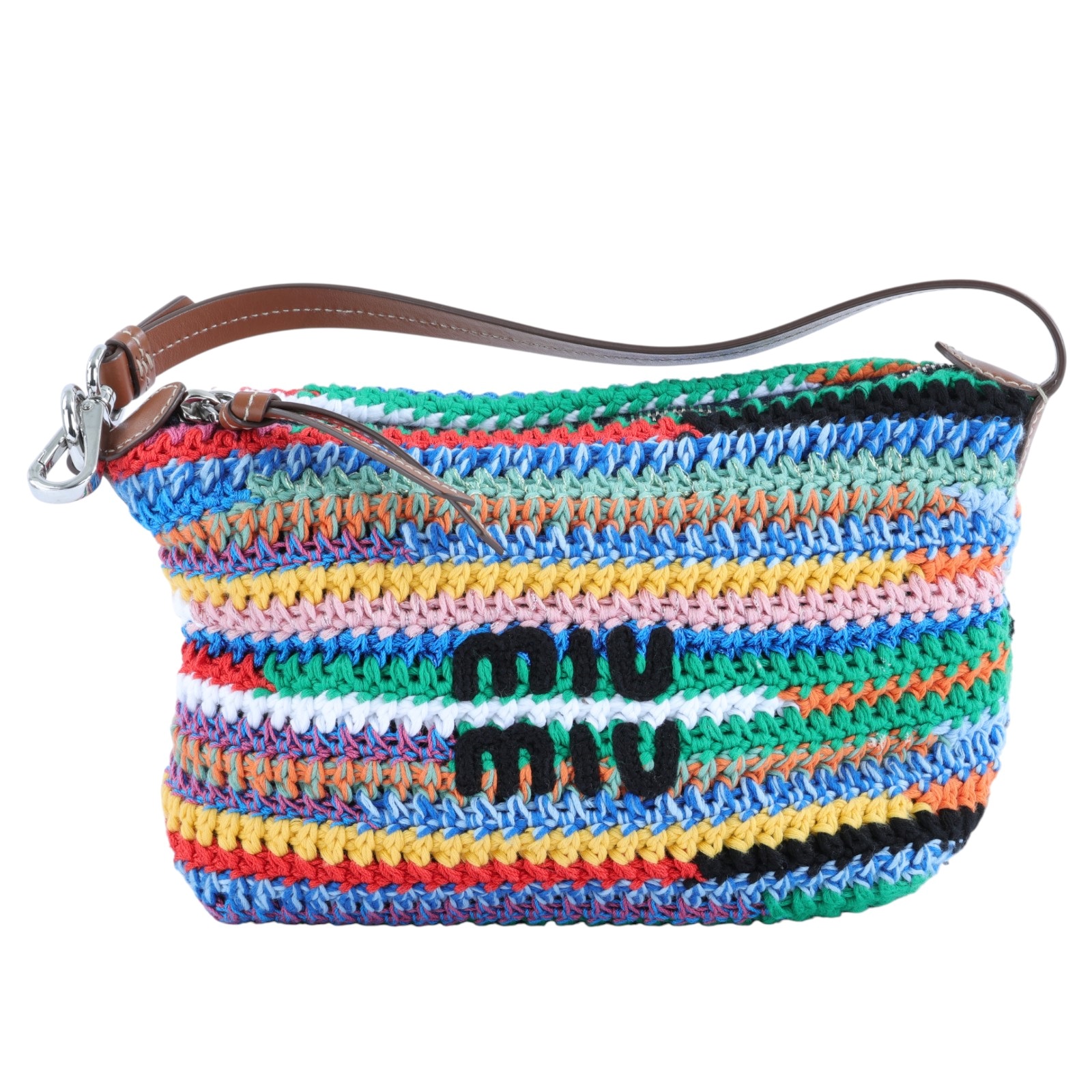 繆繆 MIU MIU Fabric Crochet Pouch 隨身小包 5NE841 AF46 彩色毛呢HOBO 防塵袋/購買證明