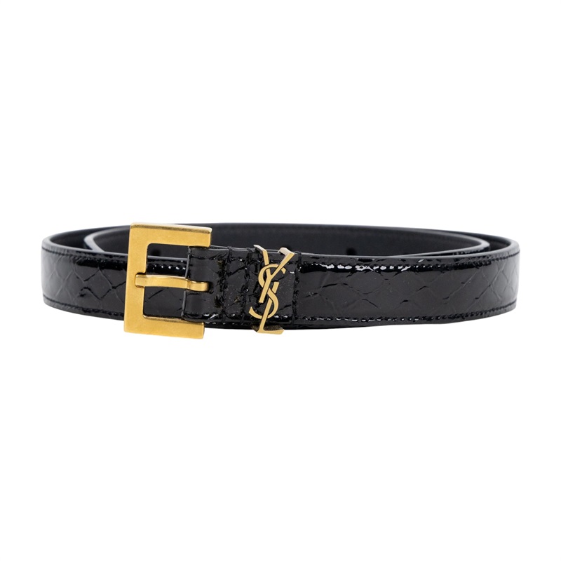 聖羅蘭 YSL SAINT LAURENT Cassandre 光面BOX皮革 方形搭扣 幼身 腰帶 554465BOO0W_70  防塵袋