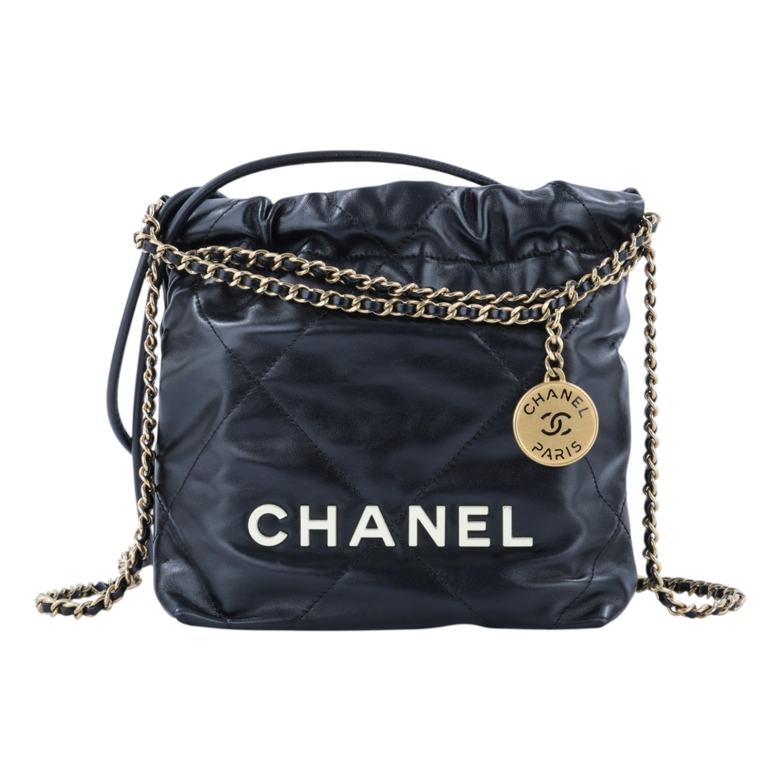 香奈兒 CHANEL 22 迷你 束口包 AS3980 晶片款 黑金22 MINI 無附屬品