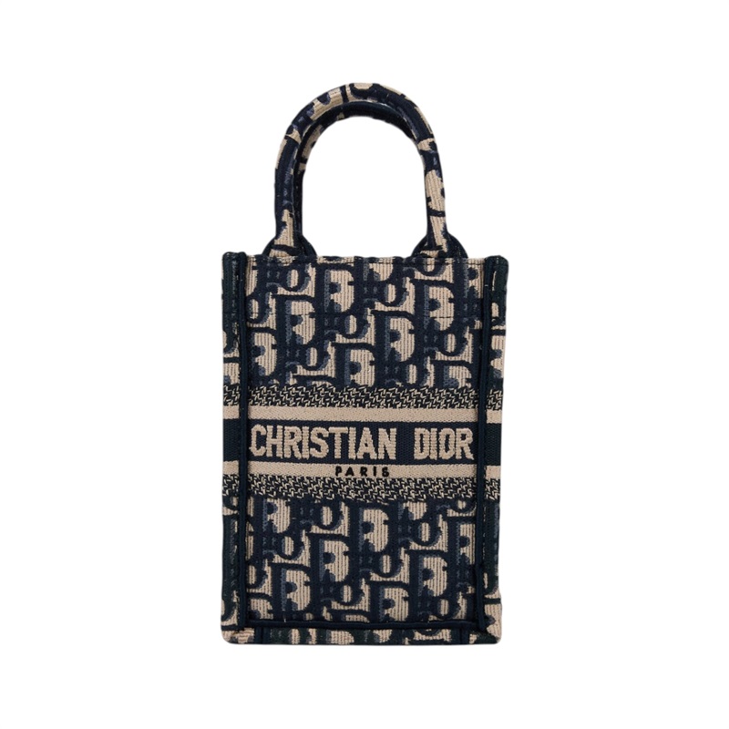 迪奧 CHRISTIAN DIOR Book Tote 迷你 直向 肩背 托特包 S5555CRIW 藍緹花帆布直立BOOK TOTE MINI 防塵袋