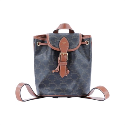 思琳 CELINE Triomphe帆布 小牛皮 迷你 Folco 後背包 197662CAS 原花TRIOMPHE FOLCO後背包 防塵袋