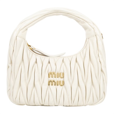 繆繆 MIU MIU Wander Matelasse 納帕皮革半月形手袋 5BC125_AN88 白抓皺WANDER半月包 小號 防塵袋