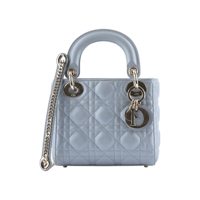 迪奧 CHRISTIAN DIOR Lady Dior 迷你 手提 肩背包 M505OADU 灰LADY DIOR MINI 原廠盒子/防塵袋/背帶/購買證明