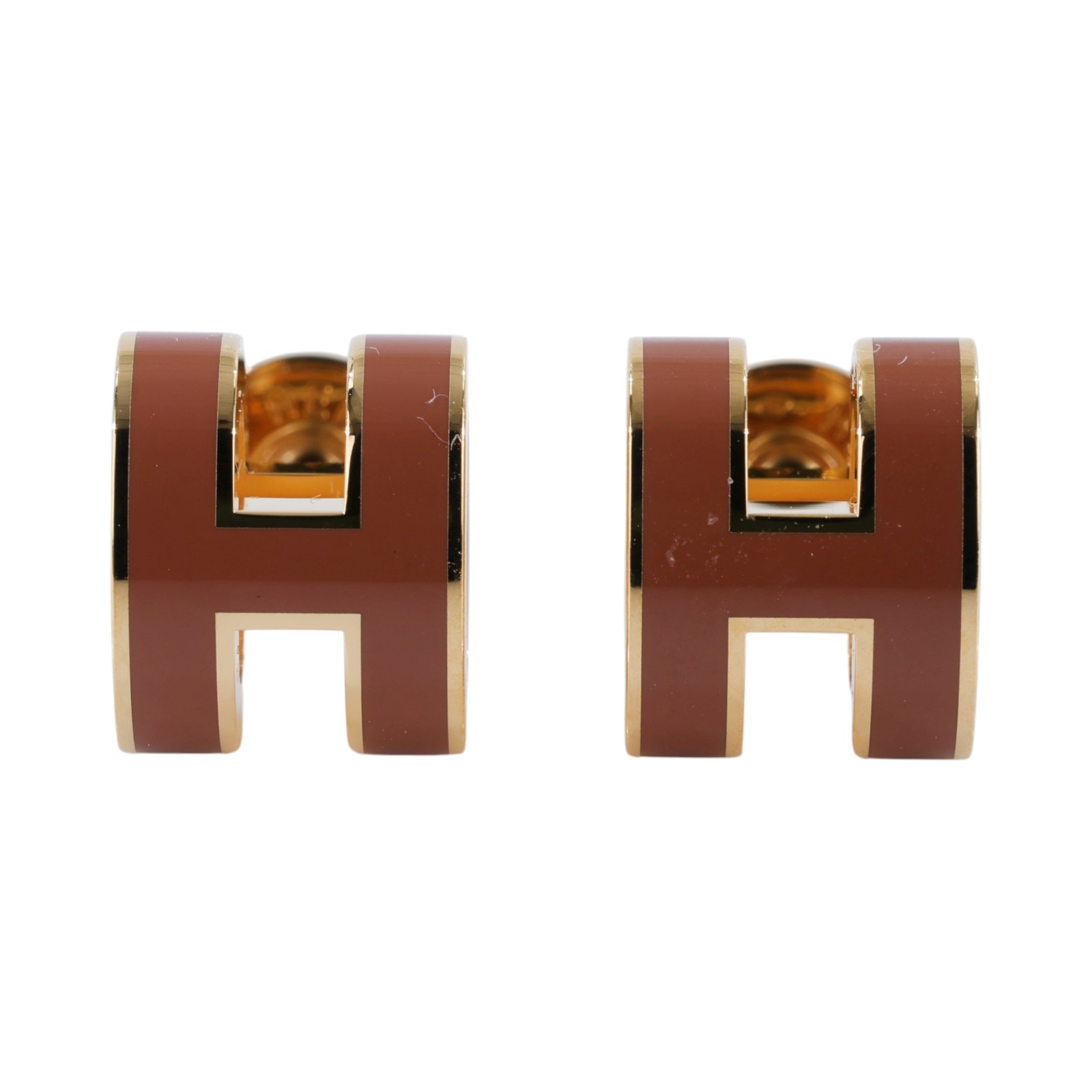 愛馬仕 Hermes Mini Pop H 耳釘 POPHE GD0226 棕Mini Pop H耳環 原廠盒子/防塵袋/內襯